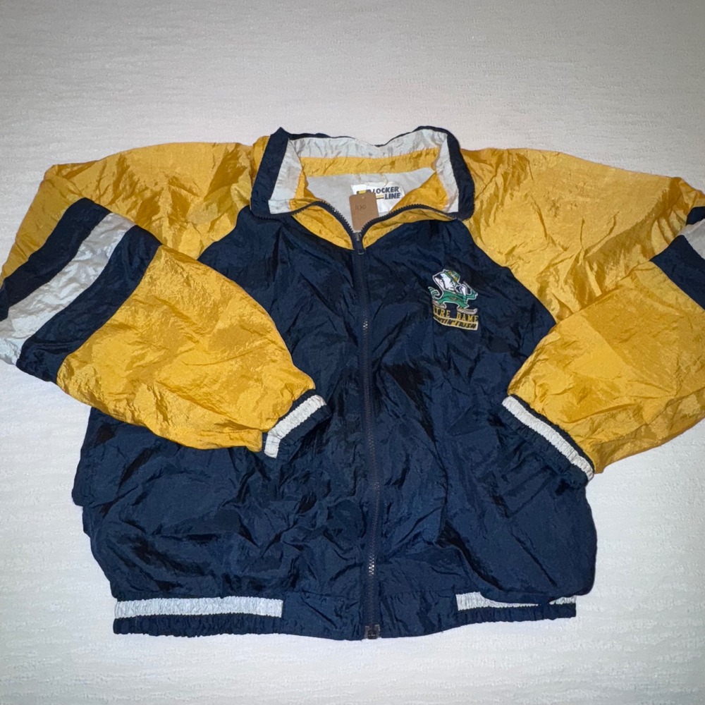 Vintage Notre Dame Fighting Irish Mens L Locker Line Windbreaker Jacket